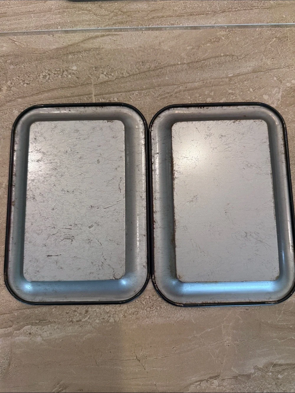 Small Vintage Black Floral Metal Serving Trays - Set of 4